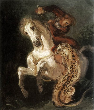 Giaguaro che attacca un cavaliere da Ferdinand Victor Eugene Delacroix